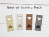 faux leather fold over tags