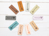 faux leather fold over tags
