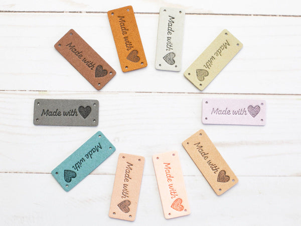 faux leather fold over tags